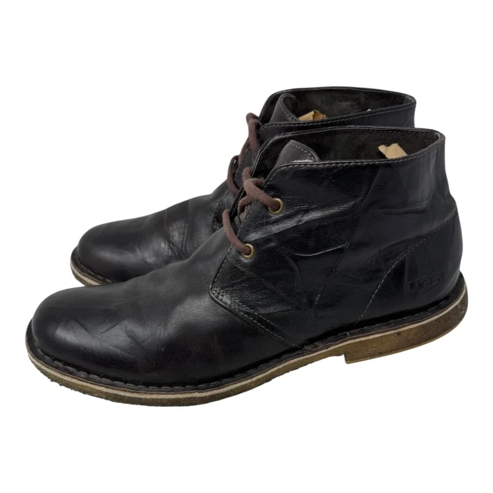 🔥UGG Australia 🤑Leighton Mens Dark Brown Leather Chukka‎ Desert Boots Size 11